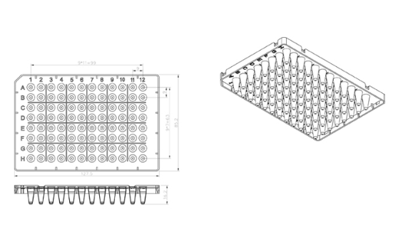 0.1ML PCR Plate 96 wells-white (Half-skirted)