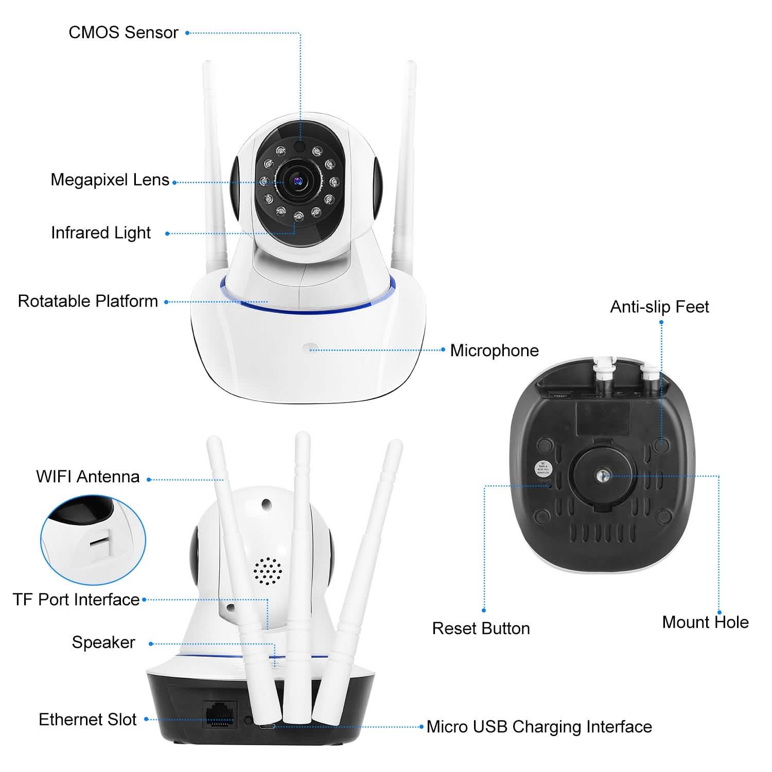 1080P WiFi IP Camera Motion Detection IR Night Vision Camcorder