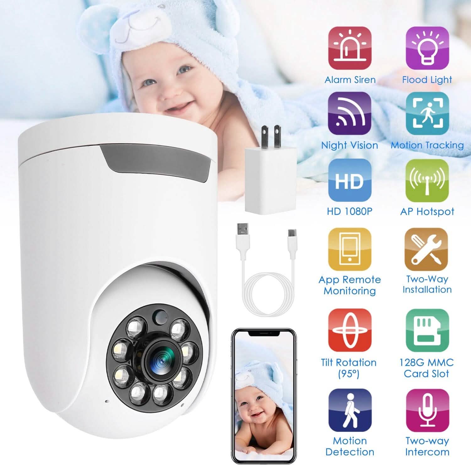 1080P Wifi IP Camera Pan Tilt Security Surveillance Camcorder
