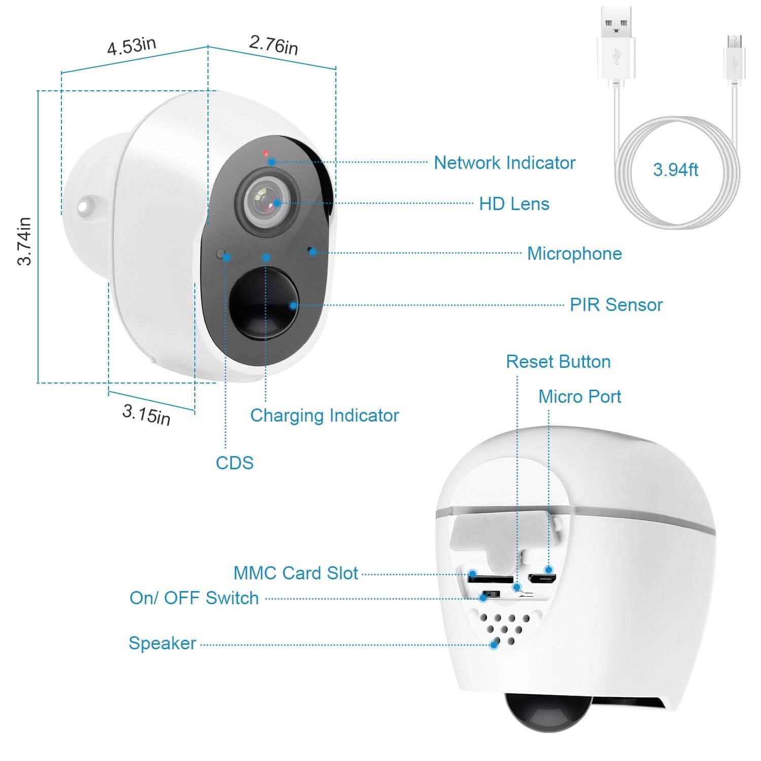 1080P WiFi IP Camera PIR Motion Detection Camcorder