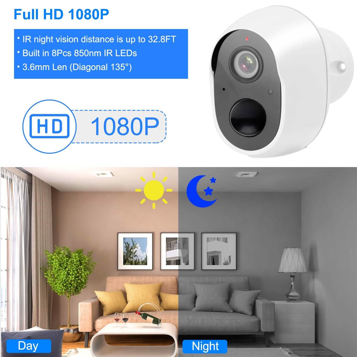 1080P WiFi IP Camera PIR Motion Detection Camcorder