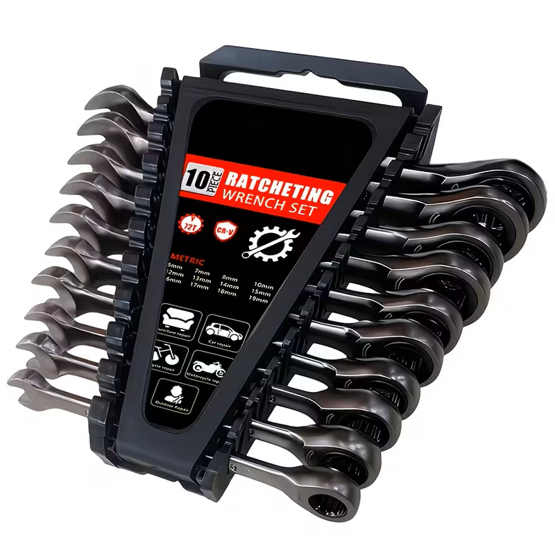 2/10/12/24 PCS Ratcheting Wrench Set SAE Metric - Steel Combination Spanner Kit