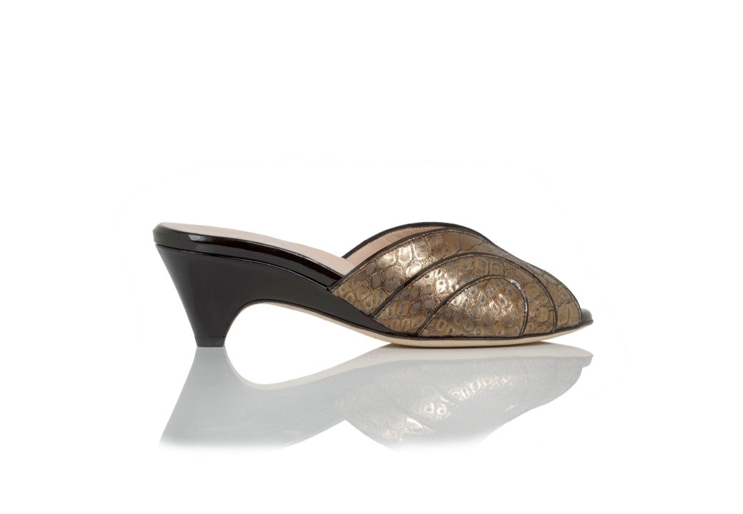 Diana Lux Peep Toe Mule Wedge