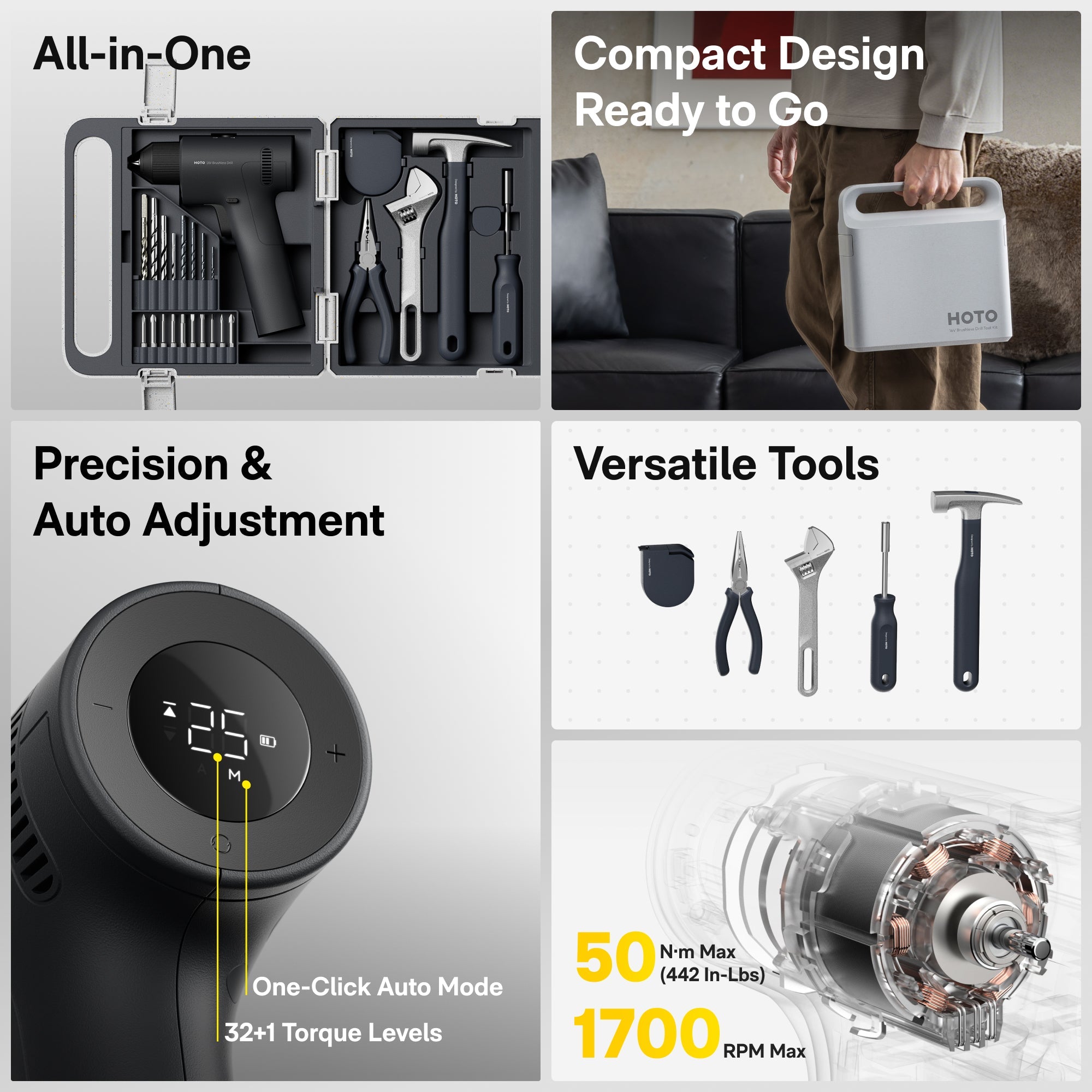 16V Brushless Drill Tool Kit