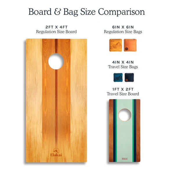 Elakai 1ft x 2ft Resin & Wood Travel Cornhole Set | Beach Wave