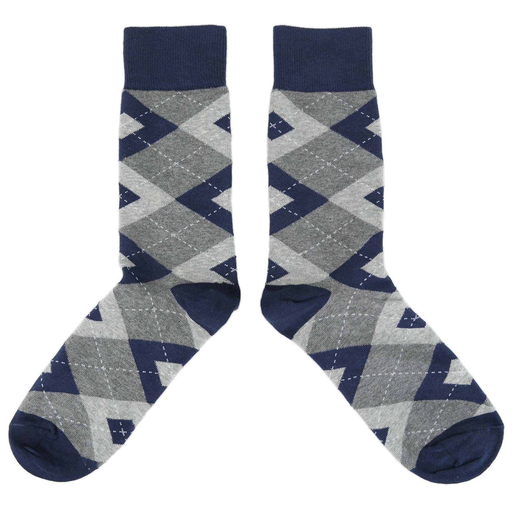 Navy Gray Argyle Men’s Dress Socks Made in USA
