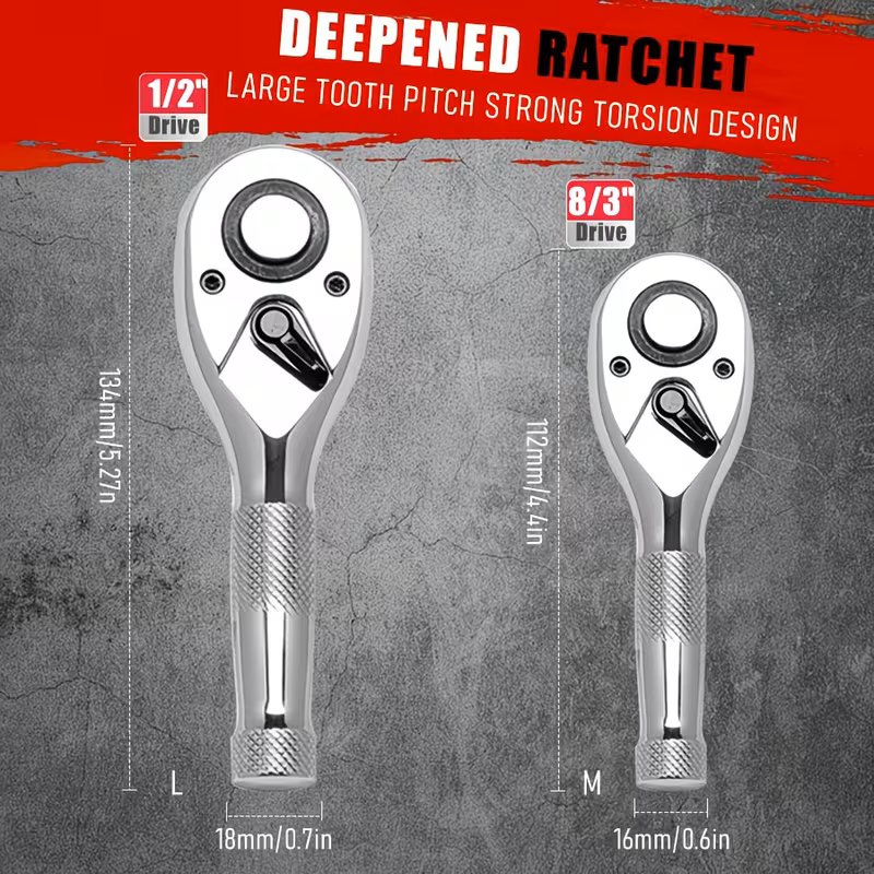 2/10/12/24 PCS Ratcheting Wrench Set SAE Metric - Steel Combination Spanner Kit