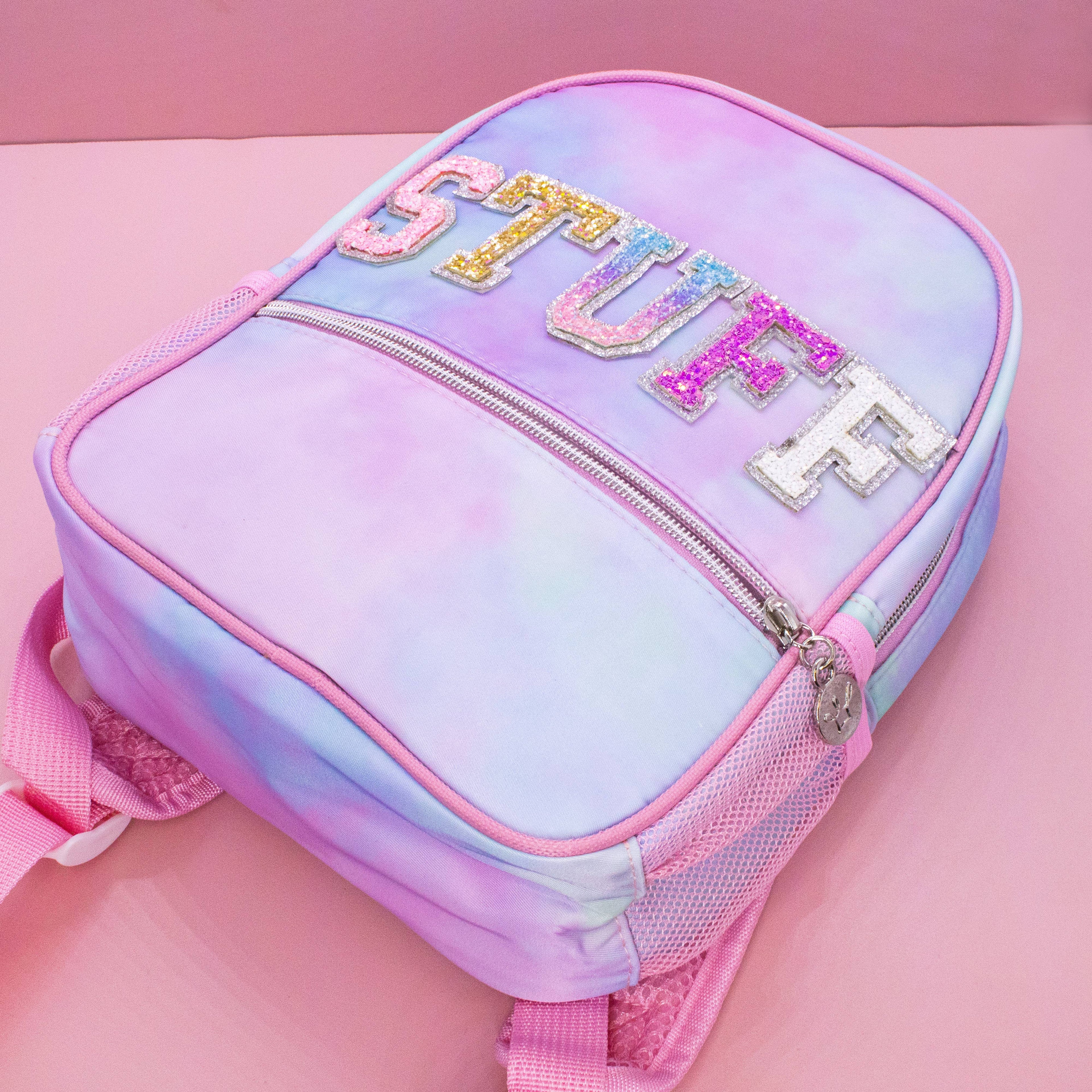 Girls Backpack with Glitter Varsity Letters - Mini Tie Dye