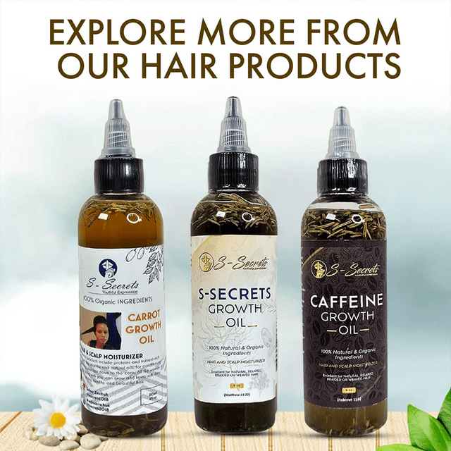 S-Secrets Hair Growth oil Bundle - Ultimate 3 x 4oz Bottles with Biotin, Ayurvedic Herbs, Essential Oils, Saw Palmetto & Scalp Stimulator Oil
