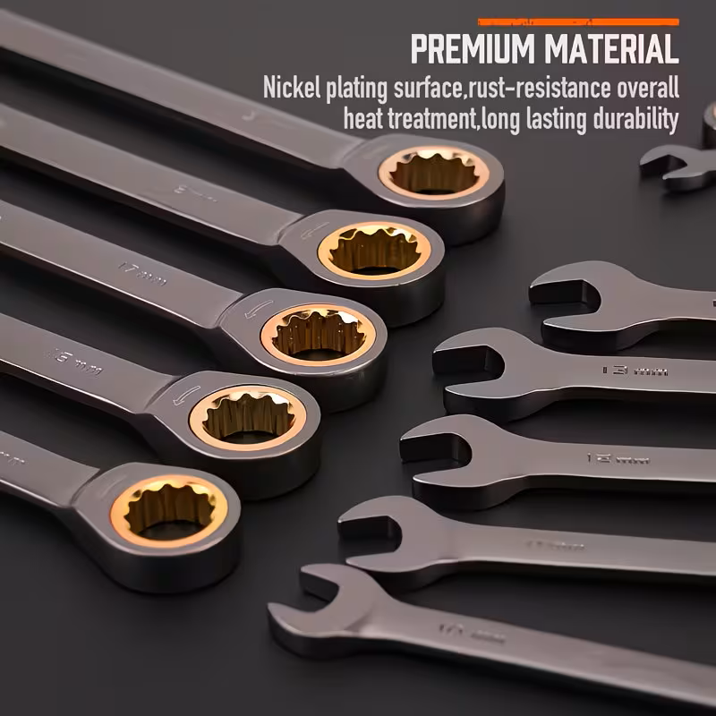 2/10/12/24 PCS Ratcheting Wrench Set SAE Metric - Steel Combination Spanner Kit