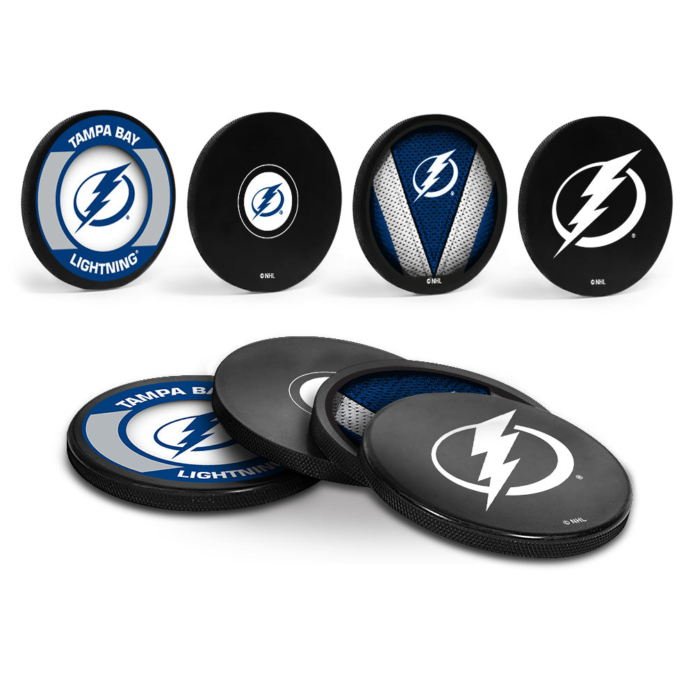 Tampa Bay Lightning Hockey Puck Coaster Set