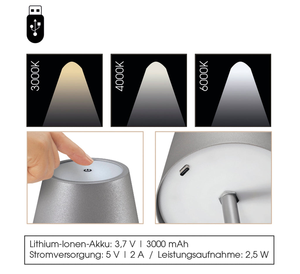 "Luce" LED Bottle Lamp, 5.25" x 4.25" dia.