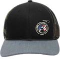 Snap Back Hat - Grey Camo Side Red White and Blue Logo