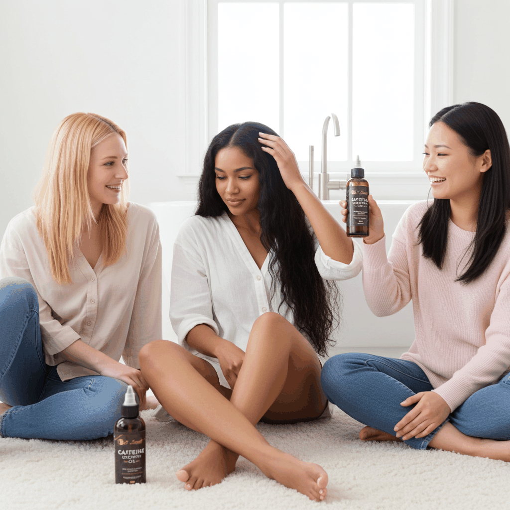 Caffeine Hair Growth Oil 4oz - Hair Growth Oil For Thinning, Balding with Caffeine, Biotin, Castor oil & Essential Oils for All Hair Types
