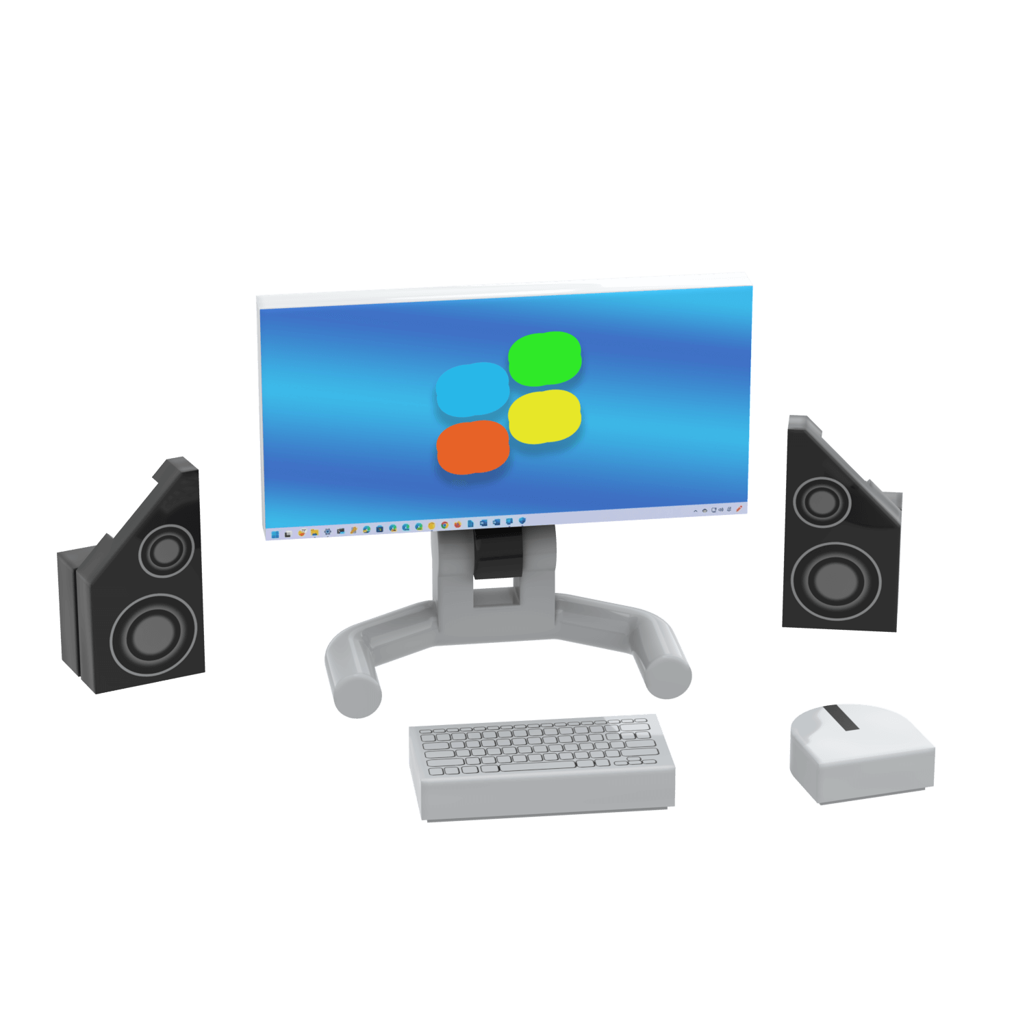 Desktop Computer - Minifig Scale - Custom Printed Set - Made Using LEGO® Parts