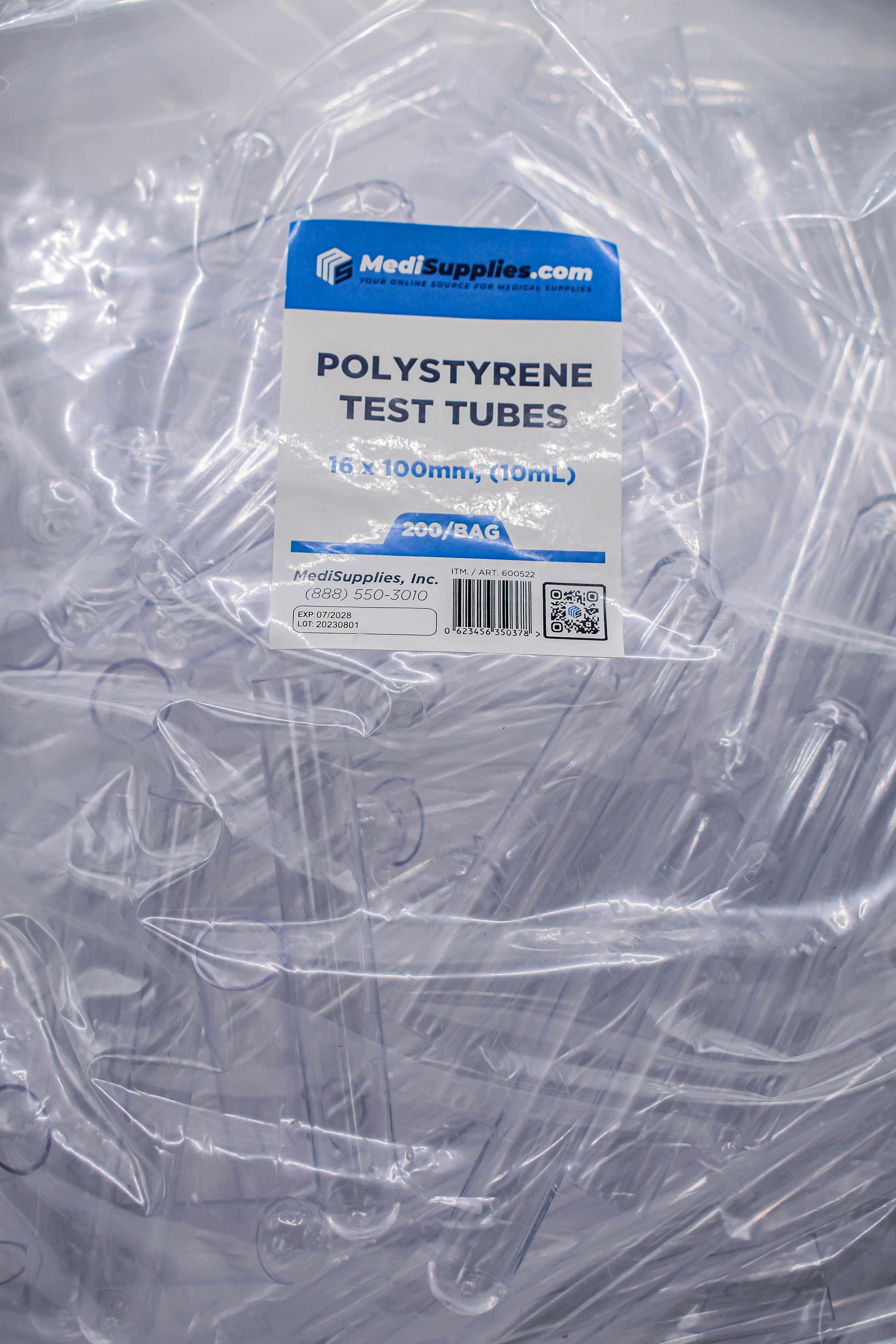 Polystyrene Clear Test Tube 16x100mm 10mL