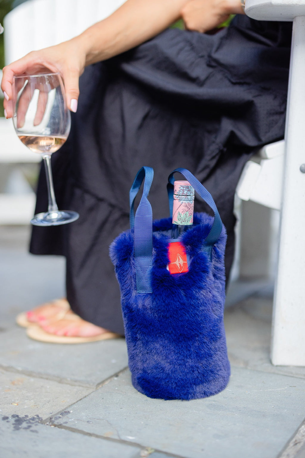 Faux Fur Wine Tote