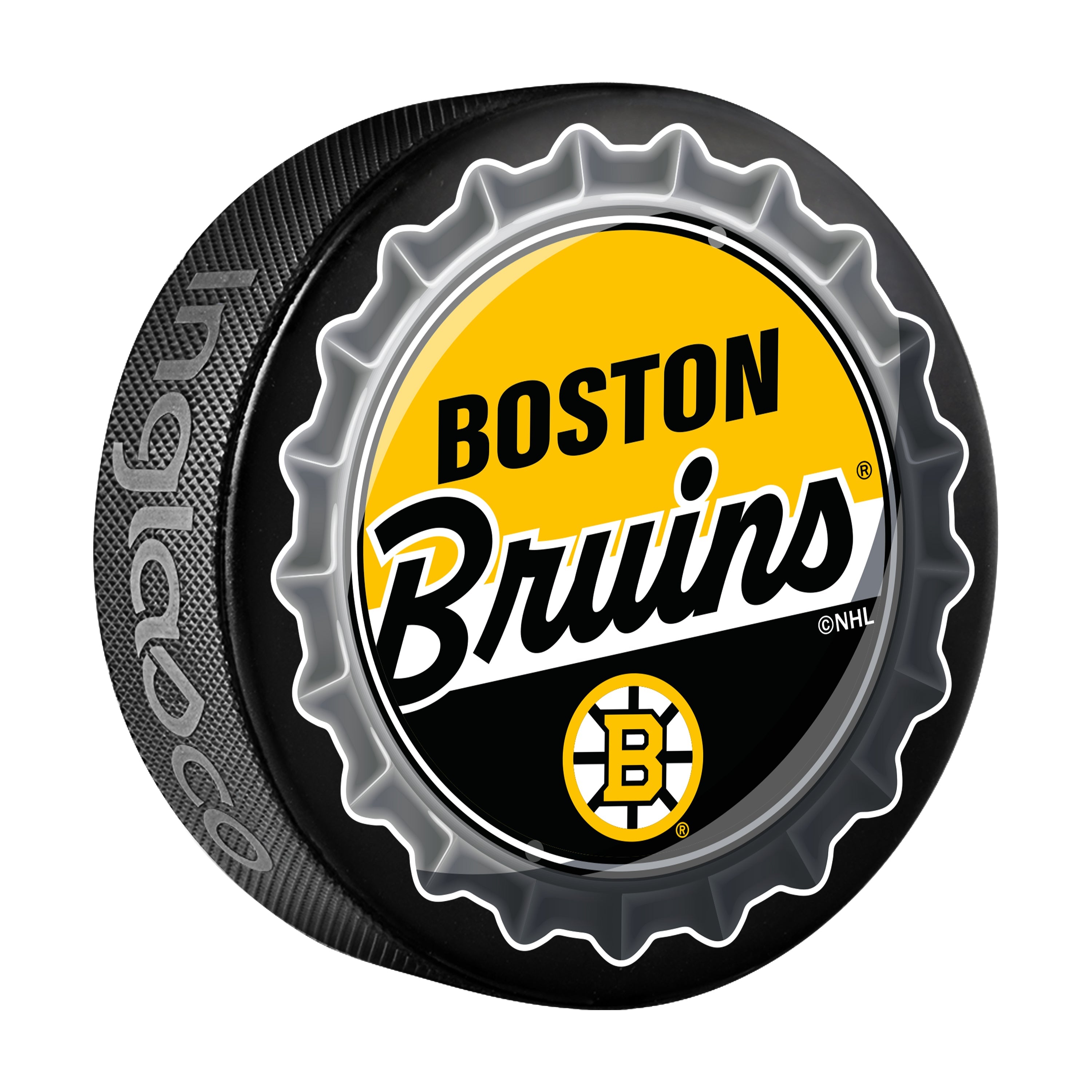 Boston Bruins Hockey Puck Bottle Opener