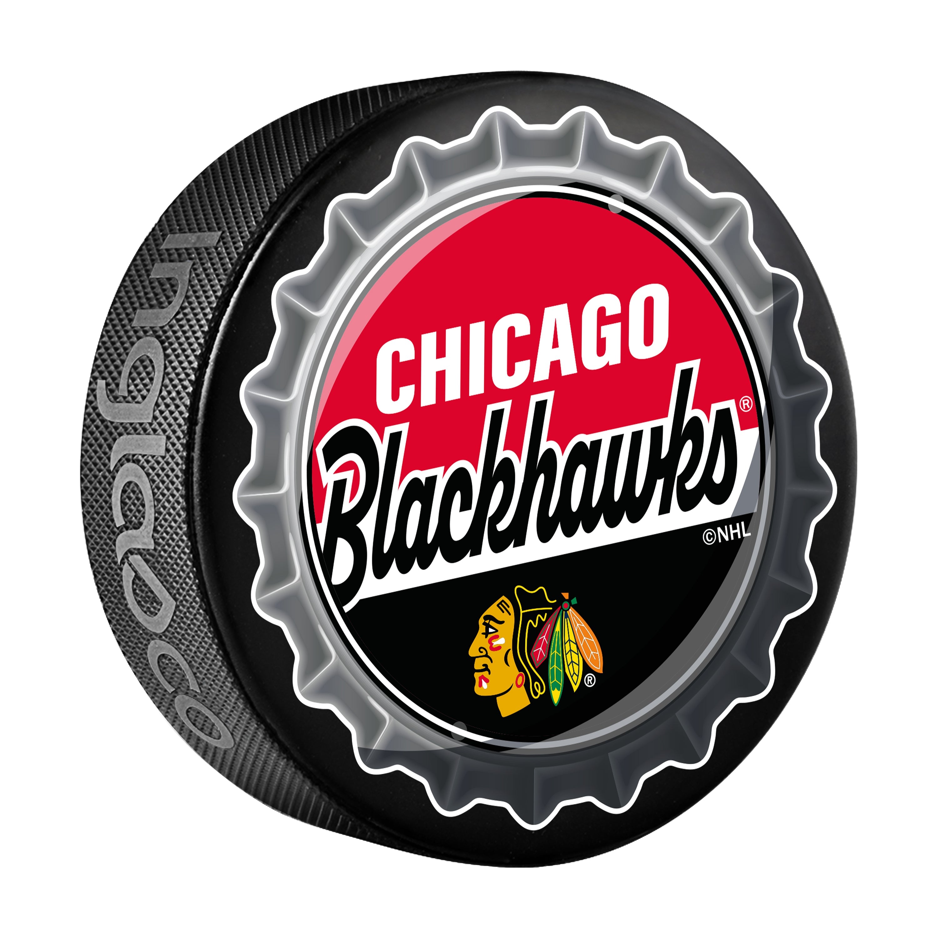 Chicago Blackhawks Hockey Puck Bottle Opener