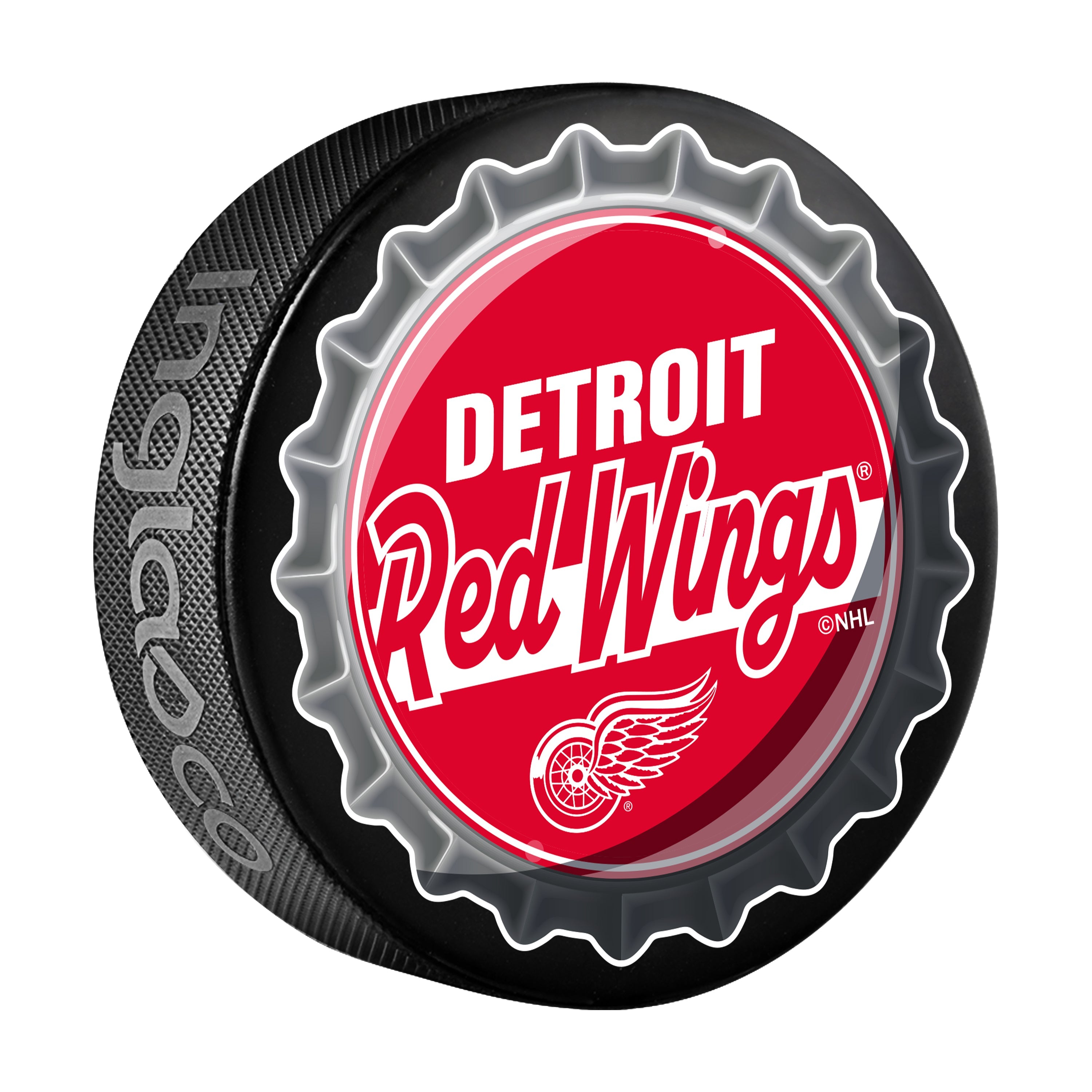 Detroit Red Wings Hockey Puck Bottle Opener