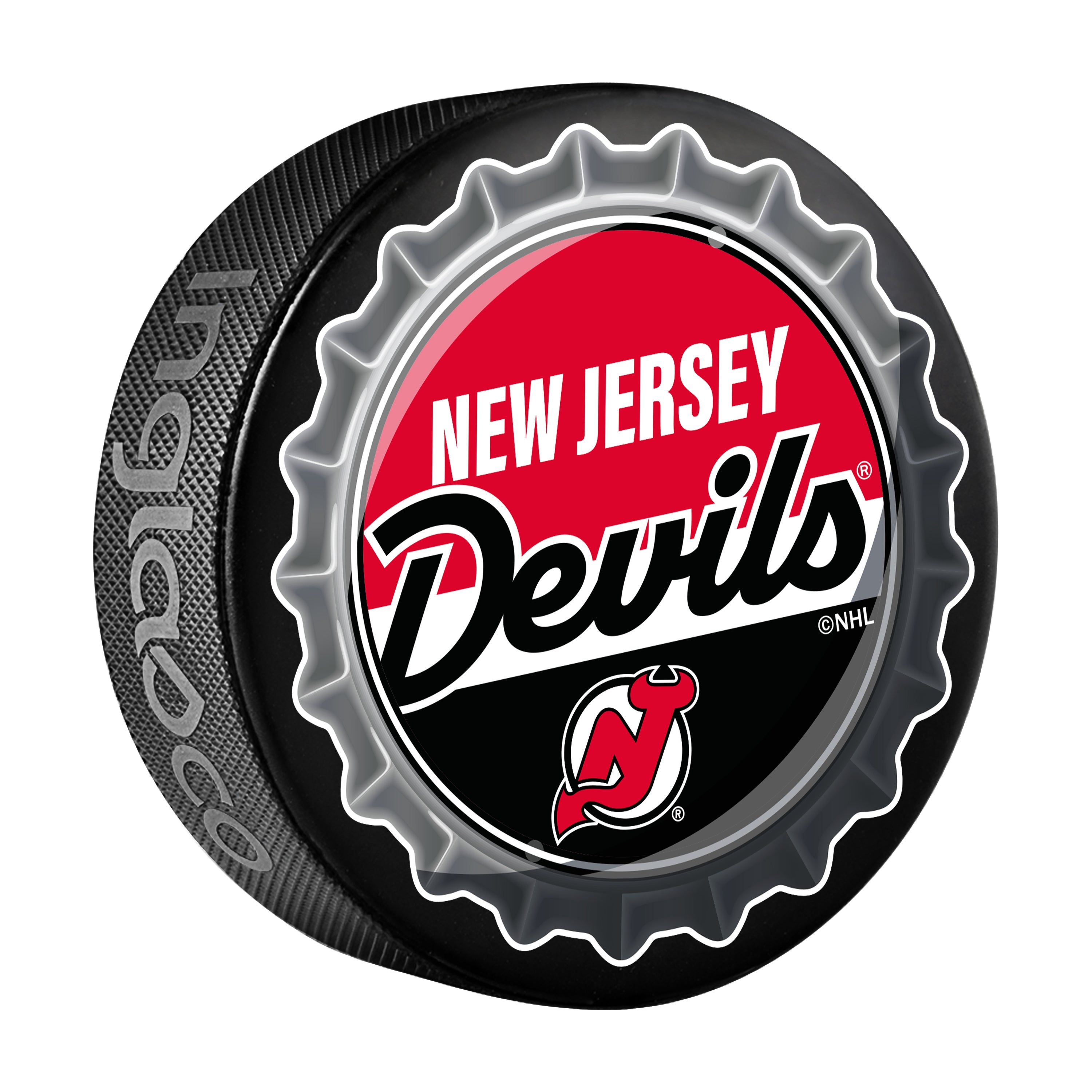 New Jersey Devils Hockey Puck Bottle Opener