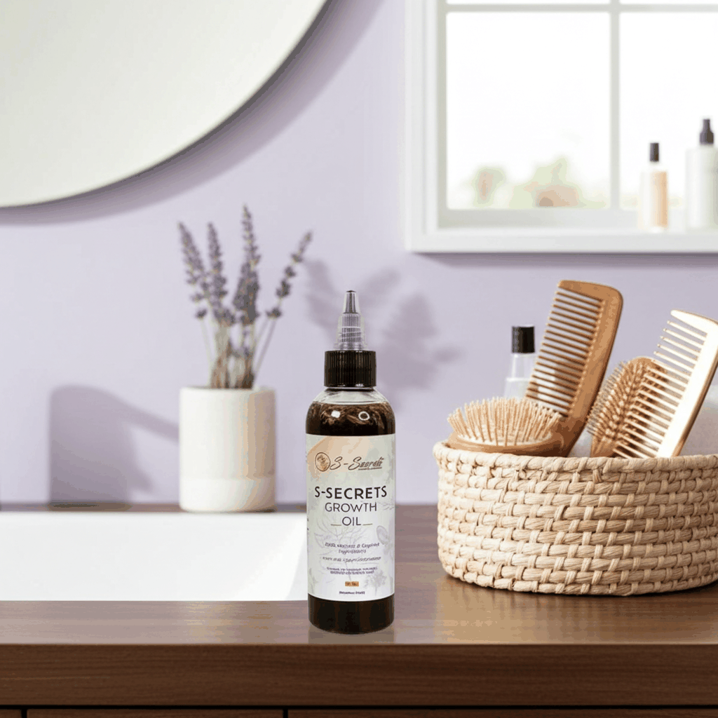 S-Secrets Scalp Stimulator Hair Growth Oil 4oz - Herbal Biotin & Essential Oils for All Hair Types