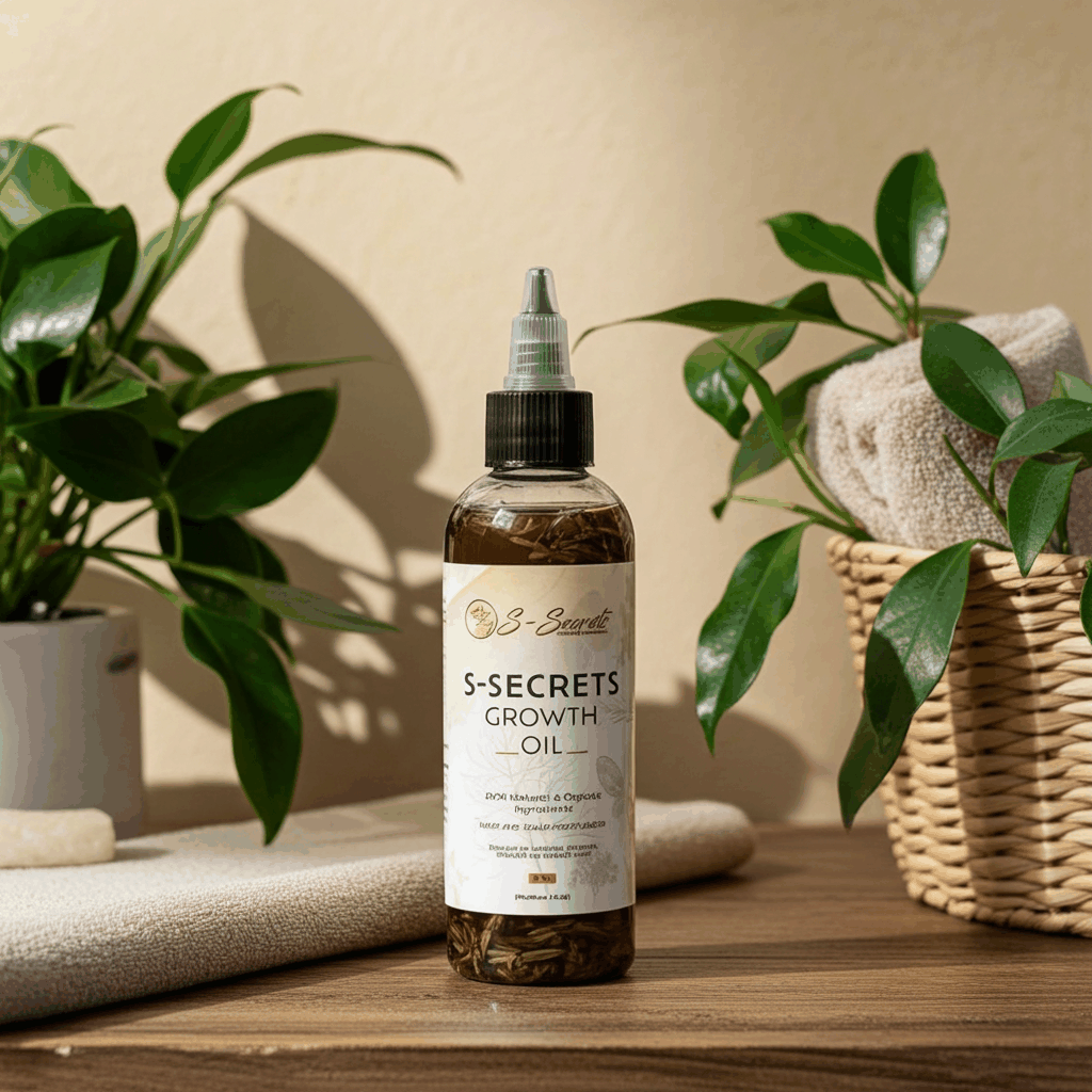S-Secrets Scalp Stimulator Hair Growth Oil 4oz - Herbal Biotin & Essential Oils for All Hair Types