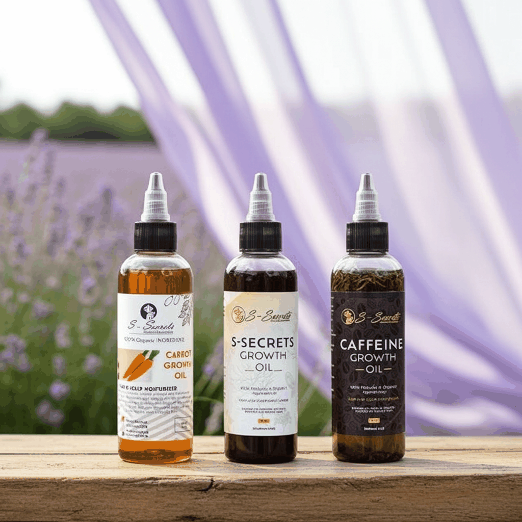 S-Secrets Hair Growth oil Bundle - Ultimate 3 x 4oz Bottles with Biotin, Ayurvedic Herbs, Essential Oils, Saw Palmetto & Scalp Stimulator Oil