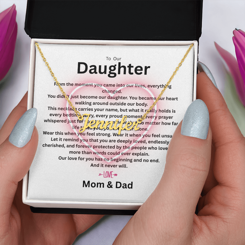 Personalized Daughter Name Necklace – A Forever Love Gift From Mom & Dad