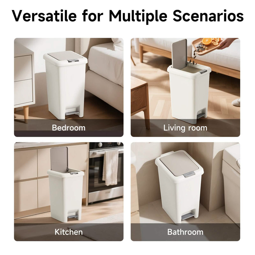 20L Oval Trash Can – Quiet Press-Top Lid with Foot Pedal