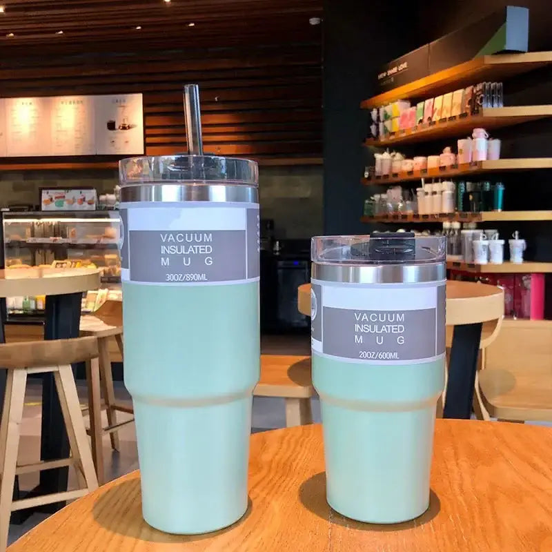 Glitter pink blue & teal stainless steel water bottle kitchen mug