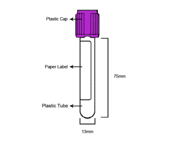 Lavender Top 13x75mm, 4ml, PET (EDTA K2 Tube)