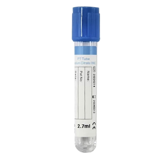 PT Tube Light Blue Top 13x75mm 2.7ml, PET (Sodium Citrate 3.2%)